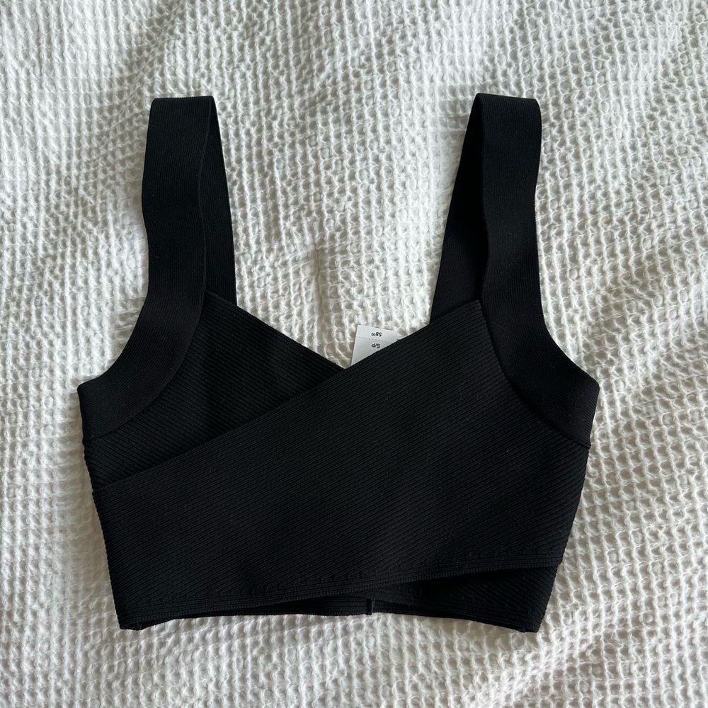Aritzia Black Ribbed Knit Top